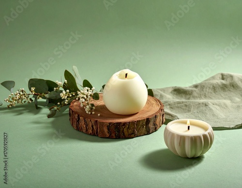 Minimalist Candle Flame on Digital Lavender, Luminous Blue, Energy Orange, Pop Pink, Meadowland Green, Clay, Wax Paper, Cocoa Powder Textured Background, Serene Calm Eco Wellness Wellness Concept, Amp