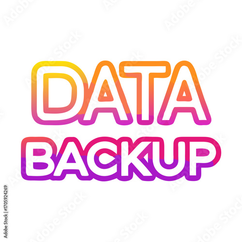 Data backup text in vibrant gradient colors for digital security  
