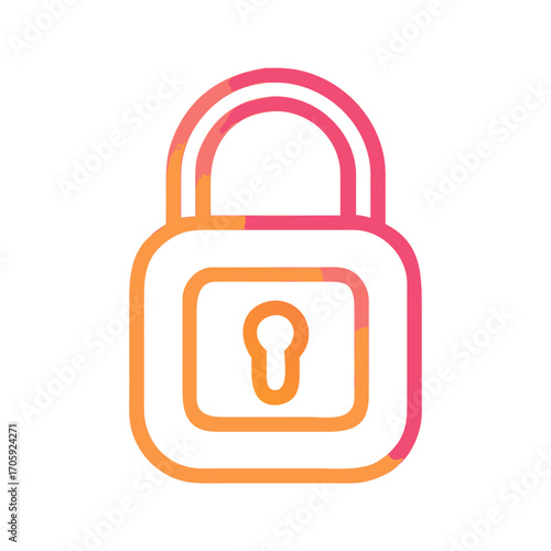 Colorful padlock icon with keyhole in modern flat design  