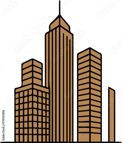 Minimalist Skyscraper Line Art Illustration