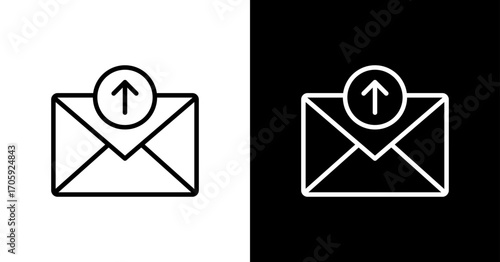 Email Outbox White Icon Set Design