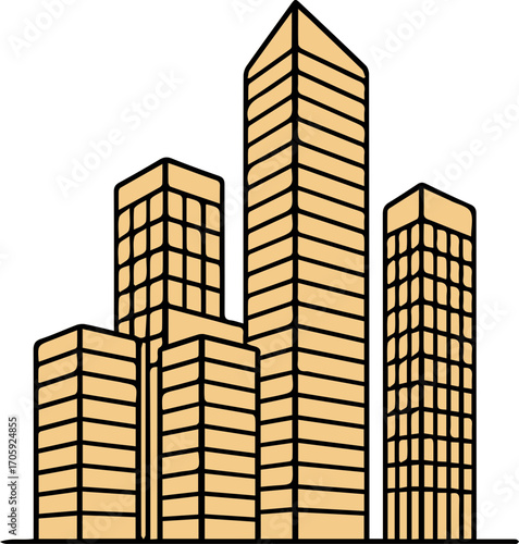 Minimalist Skyscraper Line Art Illustration