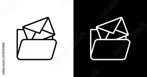 Email Archive White Icon Set Design