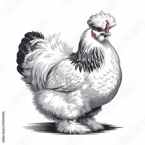 Silkie Chicken Vector Illustration
