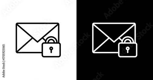 Email Confidential White Icon Set Design