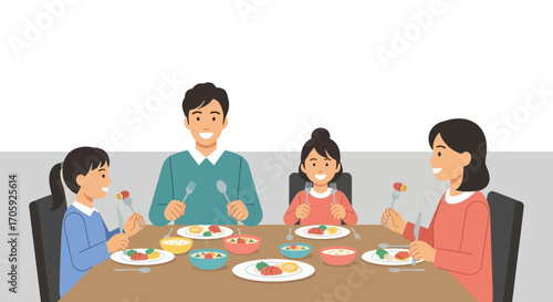 Joyful Family Gathered Around Dining Table, Enjoying Delicious, Nutritious Food Together