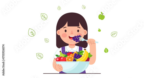 Healthy Eating Habits: A Joyful Depiction of a Child Enjoying Fresh Fruits Every Day