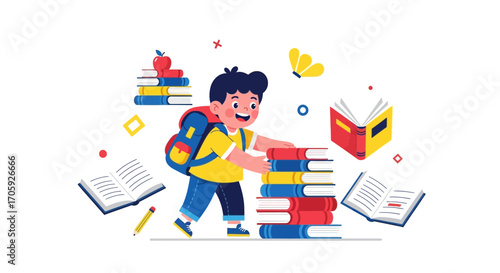 Joyful Kid Embracing Knowledge: A Vivid Depiction of Education And Academic Excellence