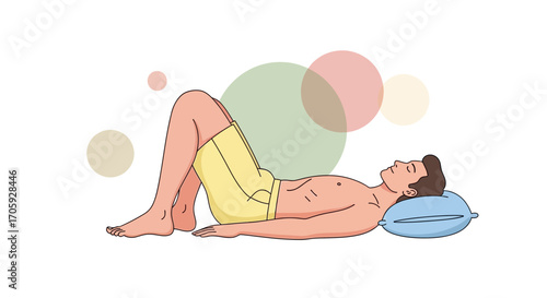 Illustration Depicting Relaxation and Tranquility with a Man Resting on a Pillow