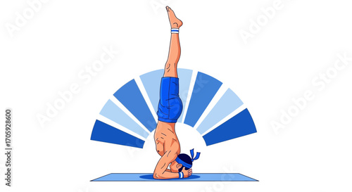Illustration Of A Man Performing A Yoga Exercise In The Headstand Position
