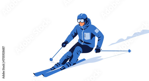 Illustration Of A Skier, Demonstrating Agile Skiing Skills With A Sense Of Pure Joy