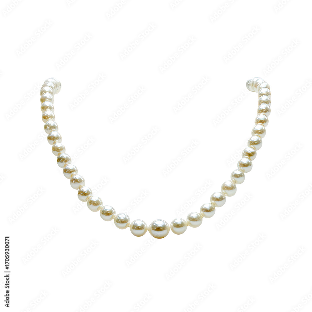 Obraz premium Elegant Strand of Classic White Pearls on a Neutral Background for Jewelry Lovers and Fashion Enthusiasts