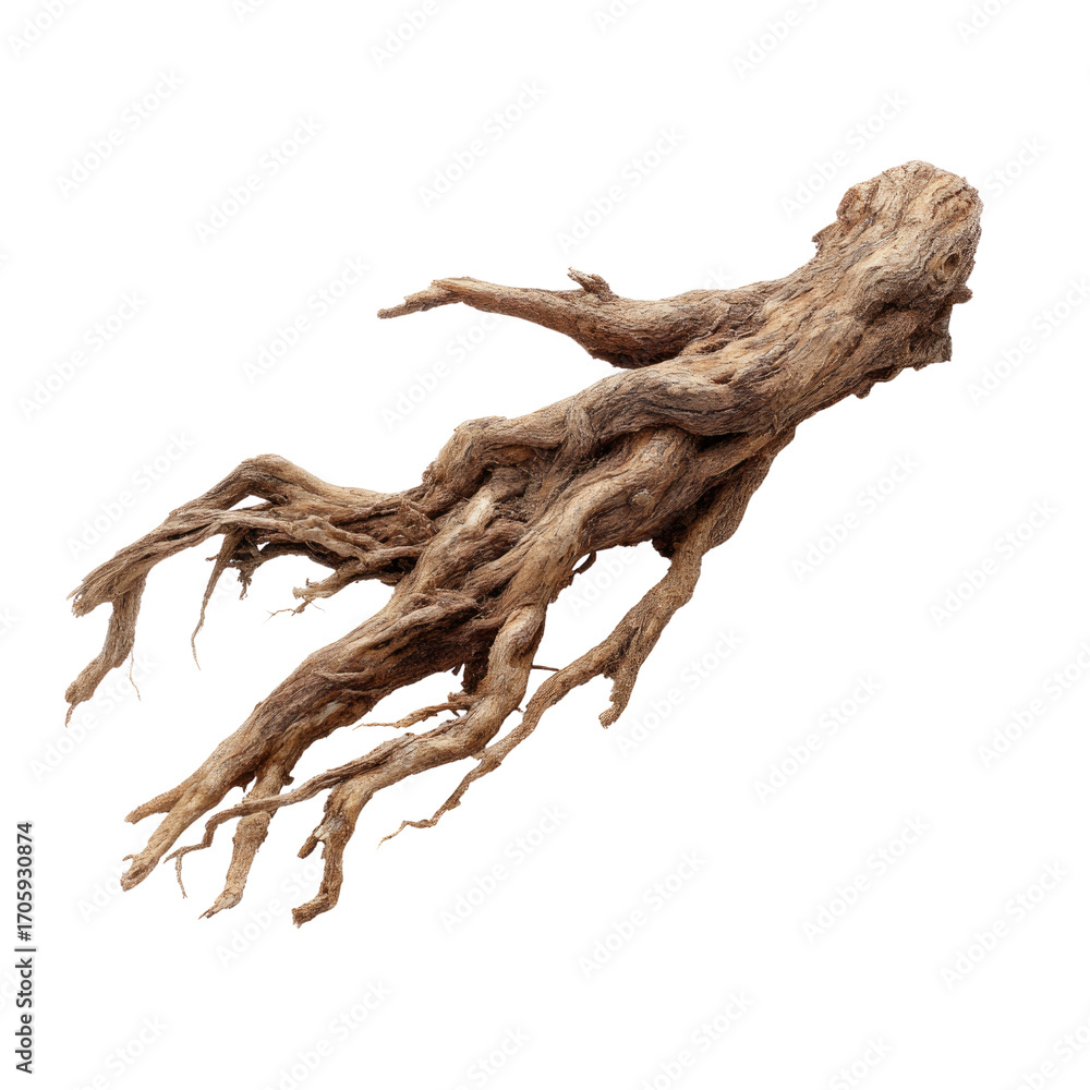 Fototapeta premium Natural Driftwood Piece with Unique Shape and Texture for Rustic Decor or Aquascaping Projects