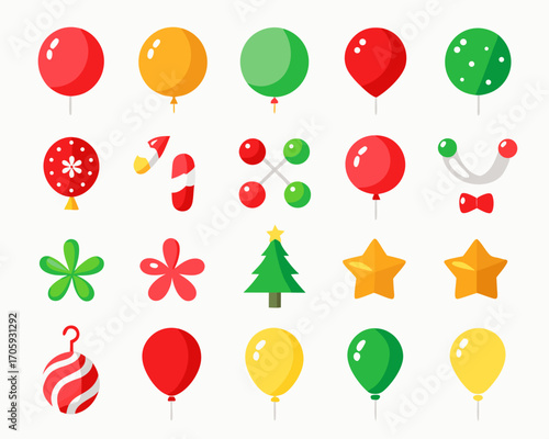 Collection of festive christmas and holiday icons
