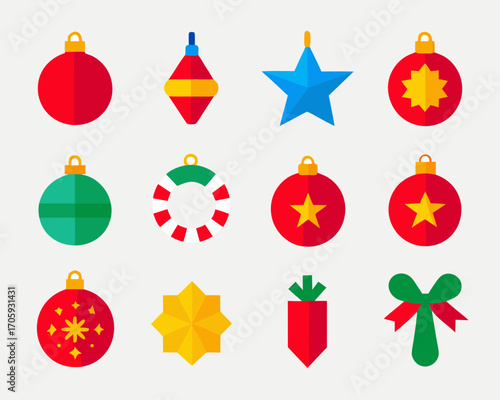Collection of flat design christmas ornaments and decorations