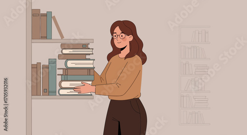 Librarian's Friendly Gesture: Organizing Books, Enhancing Knowledge in Library Setting