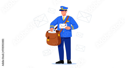 Mailman Delivering Letters and Packages for Residential or Commercial Distribution Work