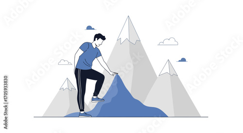 Man Ascending Mountain: Symbolism of Achievement, Perseverance, and Determination