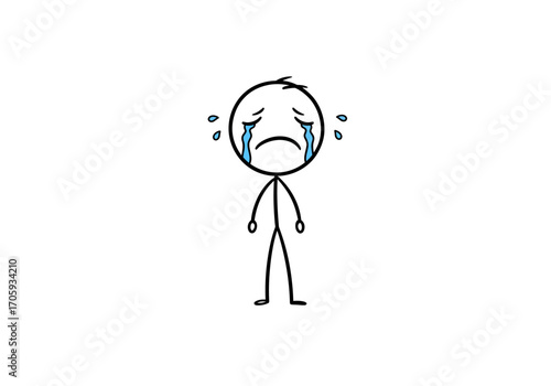A stick figure crying with tears flowing from its eyes