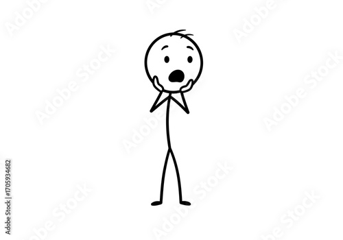A stick figure with a shocked expression holds its face