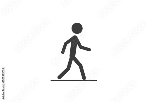 Black stick figure walking on a horizontal line