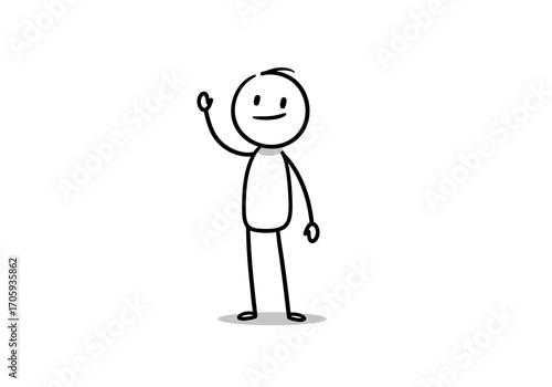Stick figure waving with a smiley face