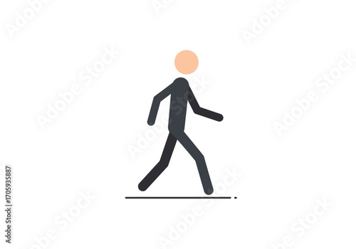 Stick figure with a circle head is walking on a gray horizontal line