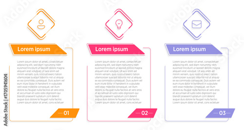 A clean infographic template featuring 3 horizontally aligned rectangular elements, illustrating the three-step business development process.