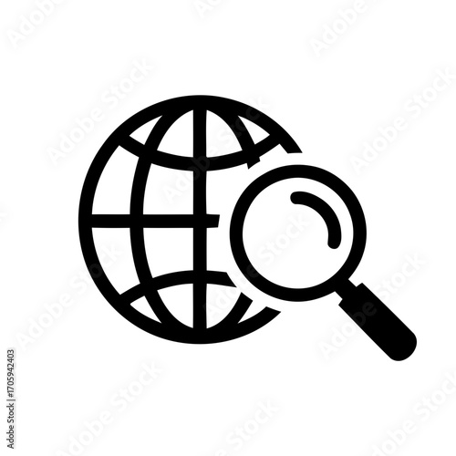 Global search and discovery icon. magnifying glass search icon