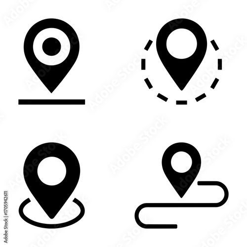 Collection of location pin icons. set of map pointers