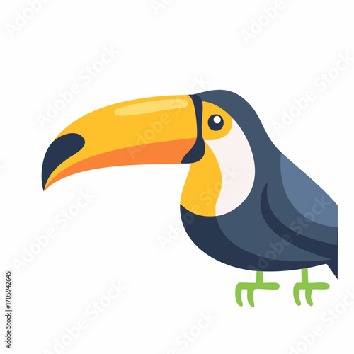Toucan Bird With Orange Beak and Dark Blue Feathers