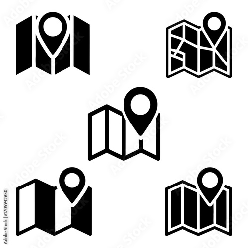 Collection of map and location pointer icons