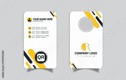 Unique Corporate Vertical Business Card Design With Yellow Black Elements