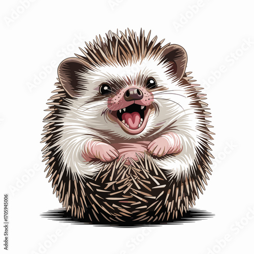 Cute Yawning Hedgehog Vector Illustration