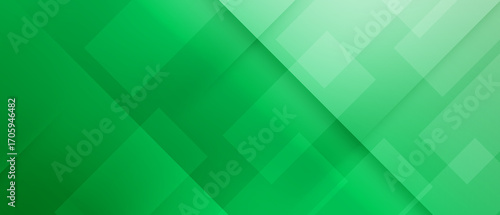 abstract green geometric banner background with diagonal stripes and shadow