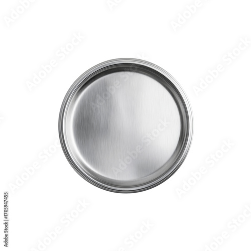 Top View of a Round Brushed Stainless Steel Tray or Plate