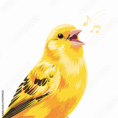Vibrant Singing Canary Vector Illustration