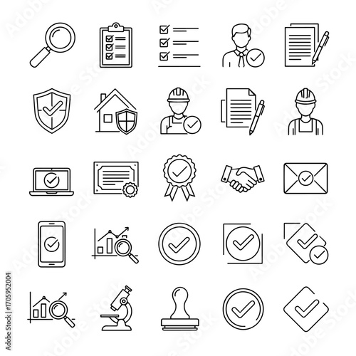 Quality Assurance and Certification Icons Set – Business, Safety, and Compliance Vector Collection