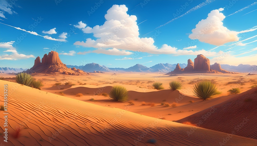 Fototapeta premium A Unique Portrayal Of A Desert Environment In Manga Art Style