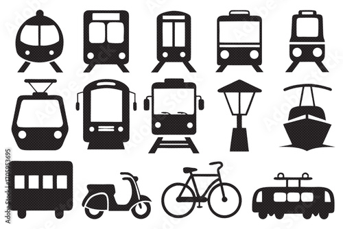 Collection of various public transport icons
