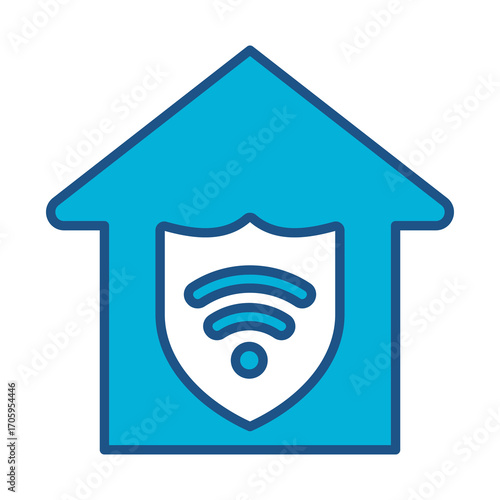 Networking Icon In Blue Monochrome Flat Design, Vector Illustration