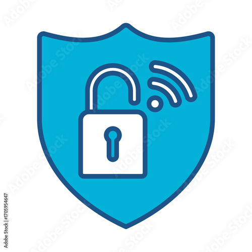 Smart Lock Icon In Blue Monochrome Flat Design, Vector Illustration