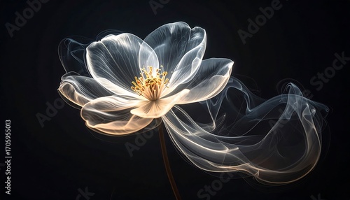 Glowing white flower, smoke trails