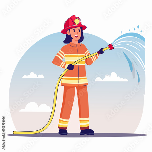 Brave Firefighter in Action Saving Lives with Courage and Water
