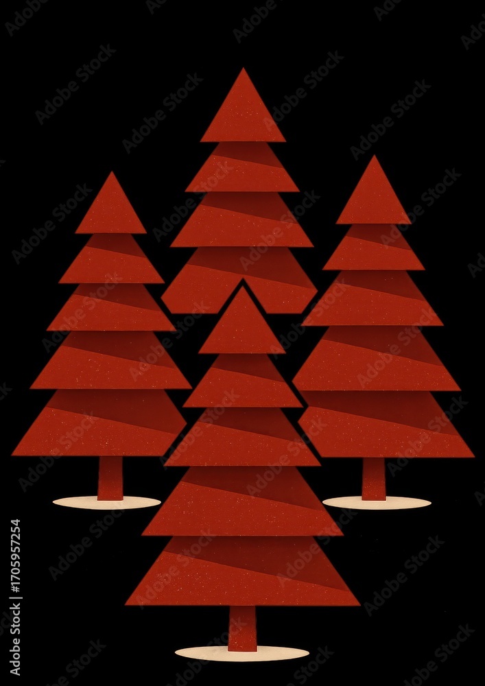 Fototapeta premium Minimalist red Christmas trees