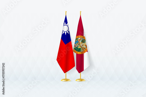 Taiwan and Florida Flags Side by Side, Symbol of International Partnership.