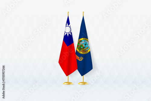 Taiwan and Idaho Flags Side by Side, Symbol of International Partnership.