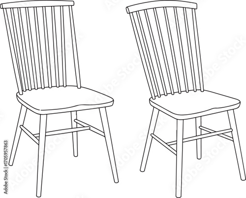 Two vintage wooden chairs silhouette