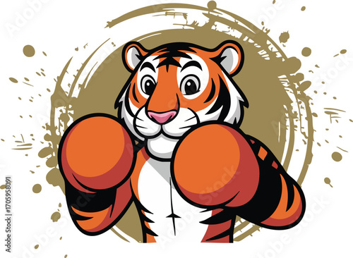images of tigers with boxing gloves some labeled TIGER POWER