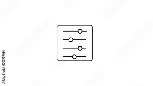 Black and White Settings Icon with Four Horizontal Bars for Adjusting Preferences or Configurations